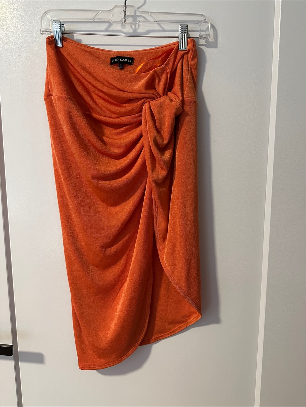 Jlux Label  Bright Orange Asymmetrical Draped Skirt